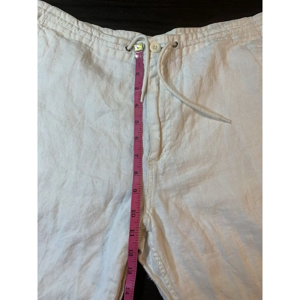 H&M‎ LOGG White Linen Blend Pants Women 33x29 Beachy Wedding Bride Resort Cruise - Image 9