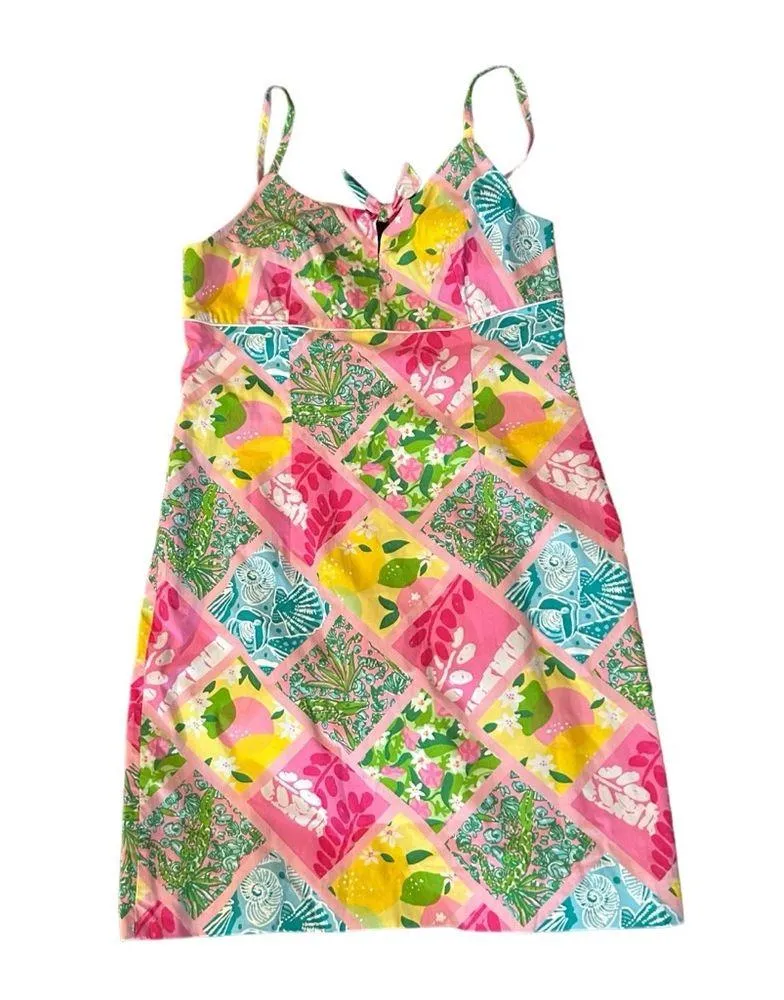 Alexis Tile Patch Bermuda Pink Spaghetti Strap Size 10 Dress. - Image 10