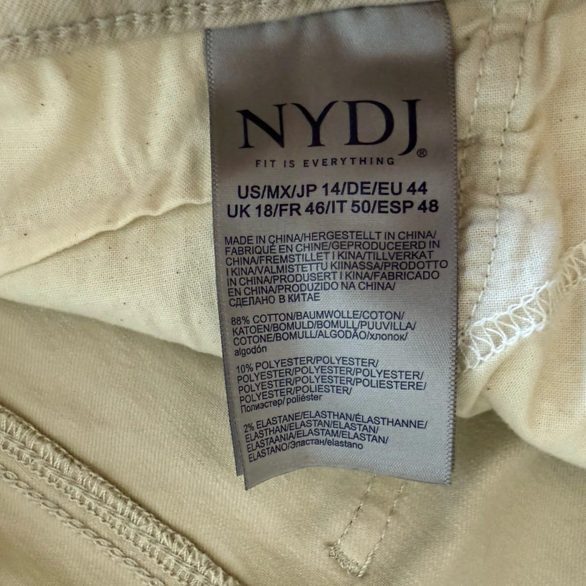 NYDJ High Rise Long Denim Skirt with Slit Beige Size 14 NWT - Image 9