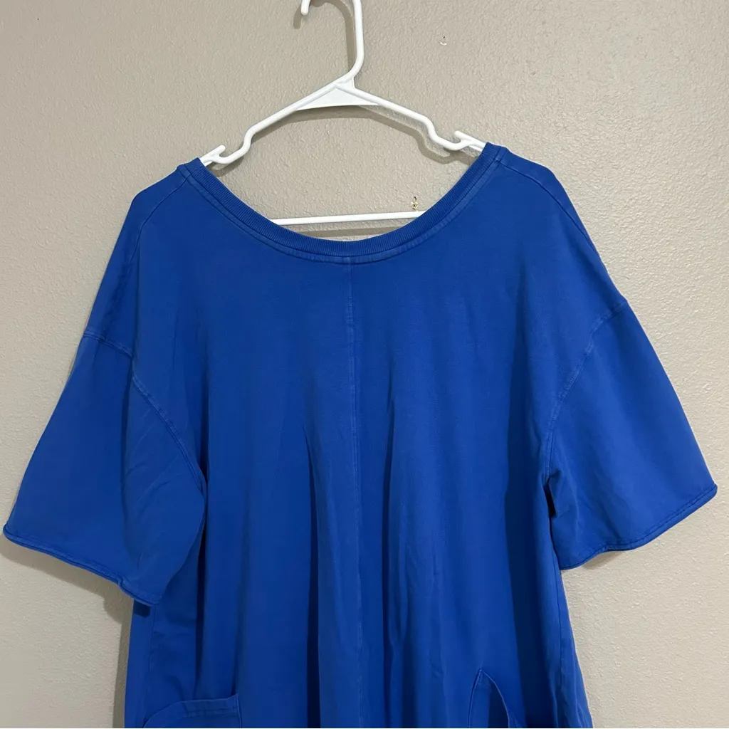 Free People Hot Shot Tee Blue Oversized Romper women’s size large - Image 5