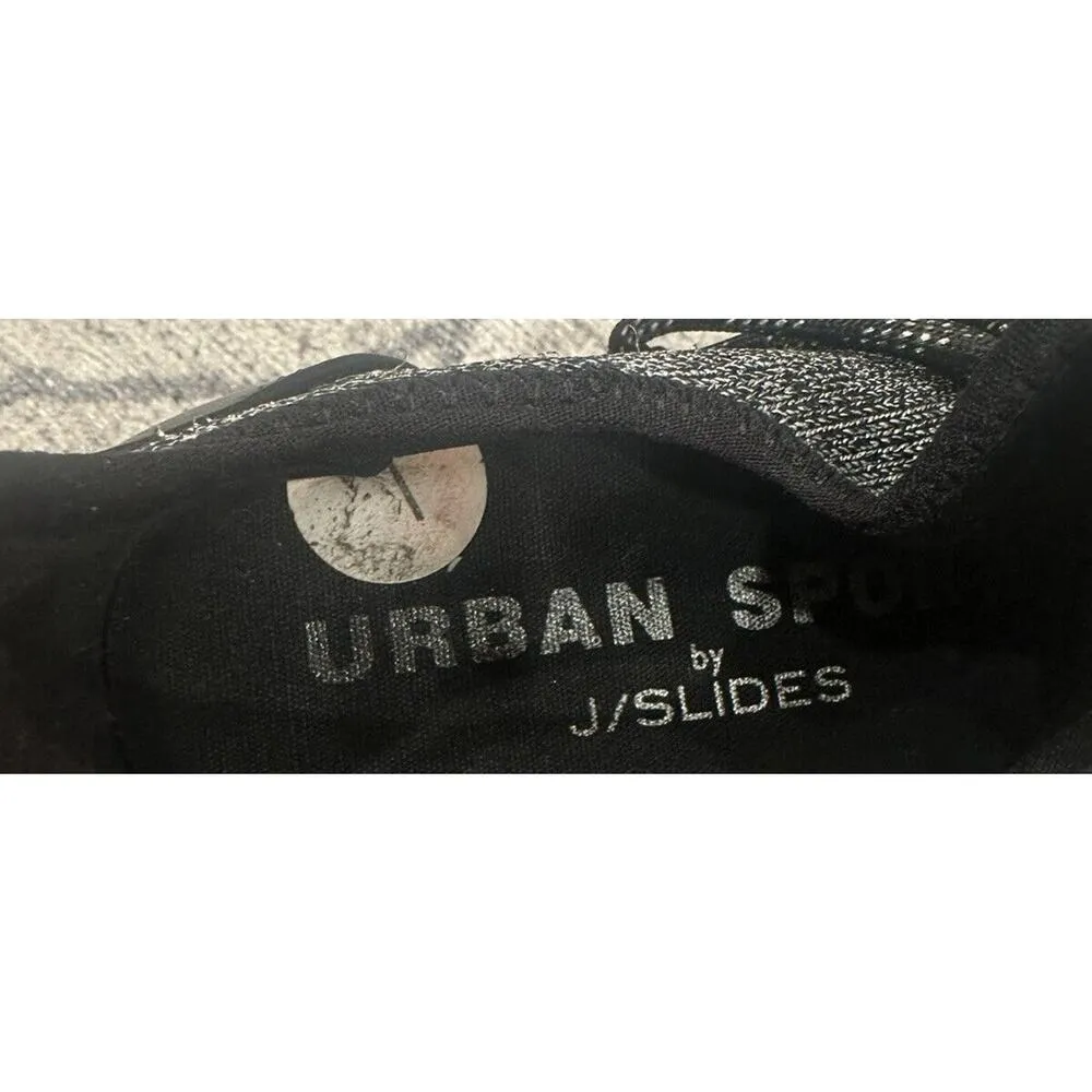 J/SLIDES Urban Sport Melba Knit Sneakers women's Size 7 Black & Silver Metallic - Image 7