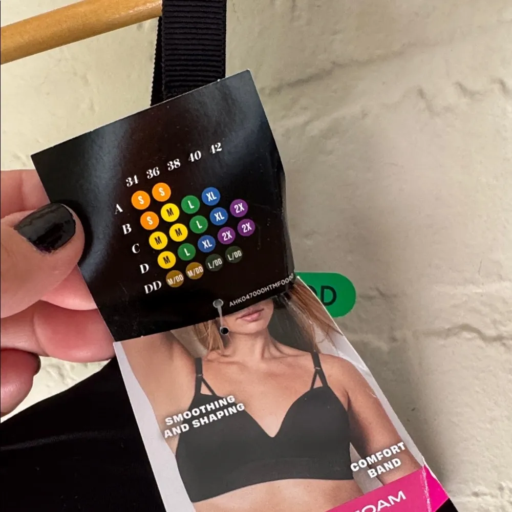 Maidenform black bra large DD seamless foam bralette NEW soft no underwire - Image 4