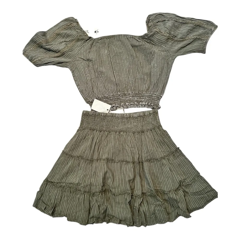 EASEL MINERAL WASHED SKIRT SET, faded olive Size L • New With Tags - Image 3