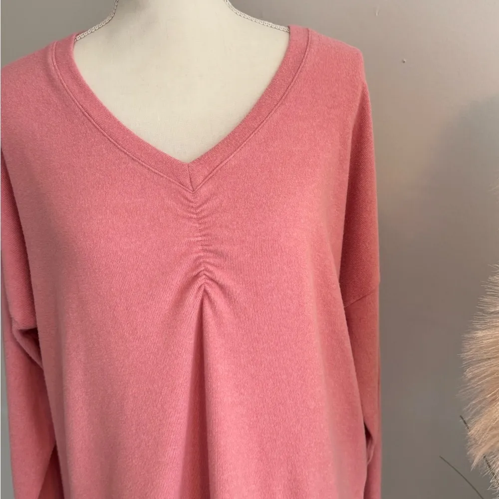 Soft Surroundings Pink V-Neck Long Sleeve Soft Rayon Blend Top Size XL - Image 4