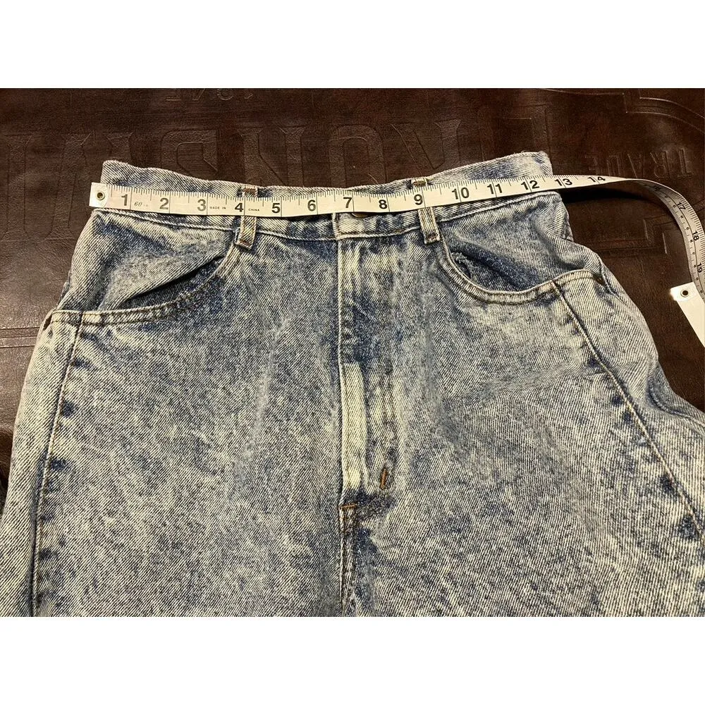 Vintage 80's Chic Acid Wash High Waisted Taper Mom Jeans Size 7 Tall Retro USA Blue - Image 14