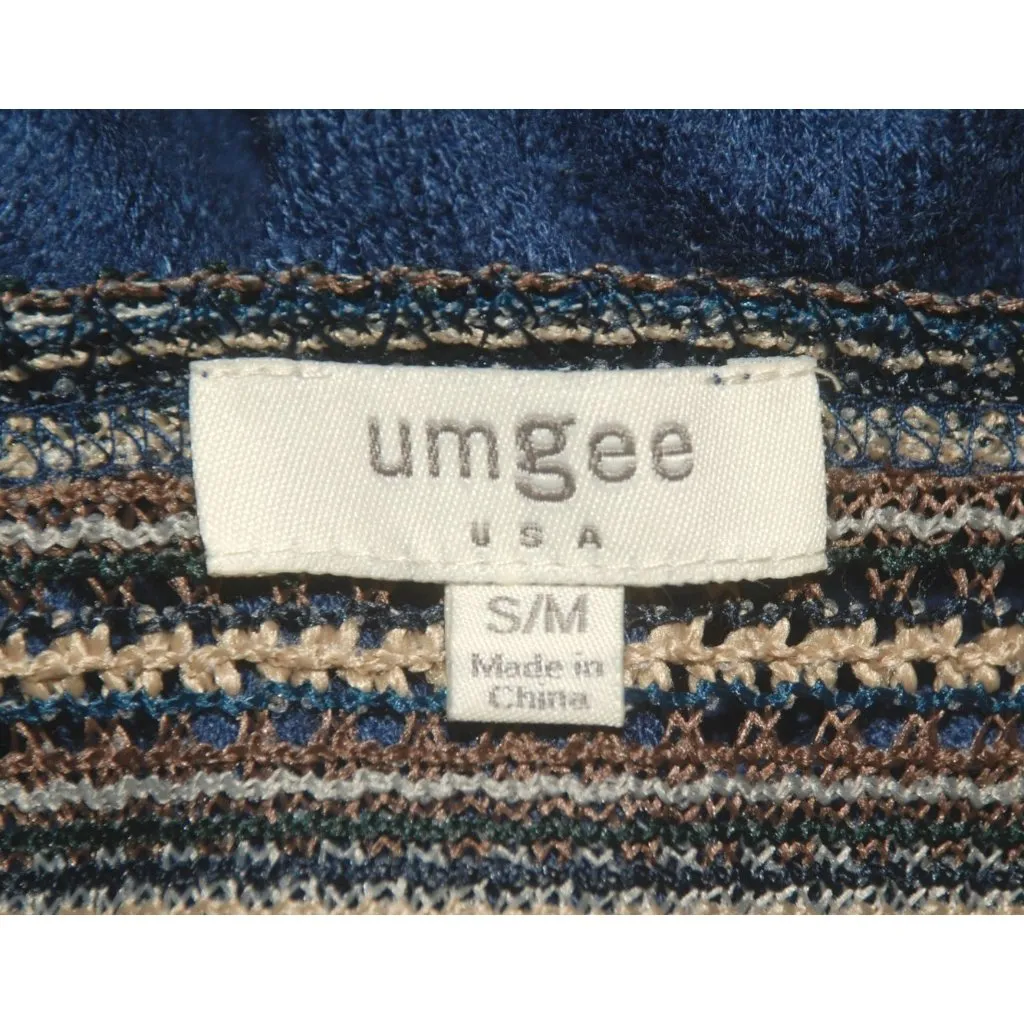 Umgee Striped Cardigan Open Knit Sweater Vest S/M Boho Long Fringe Hem Festival - Image 12