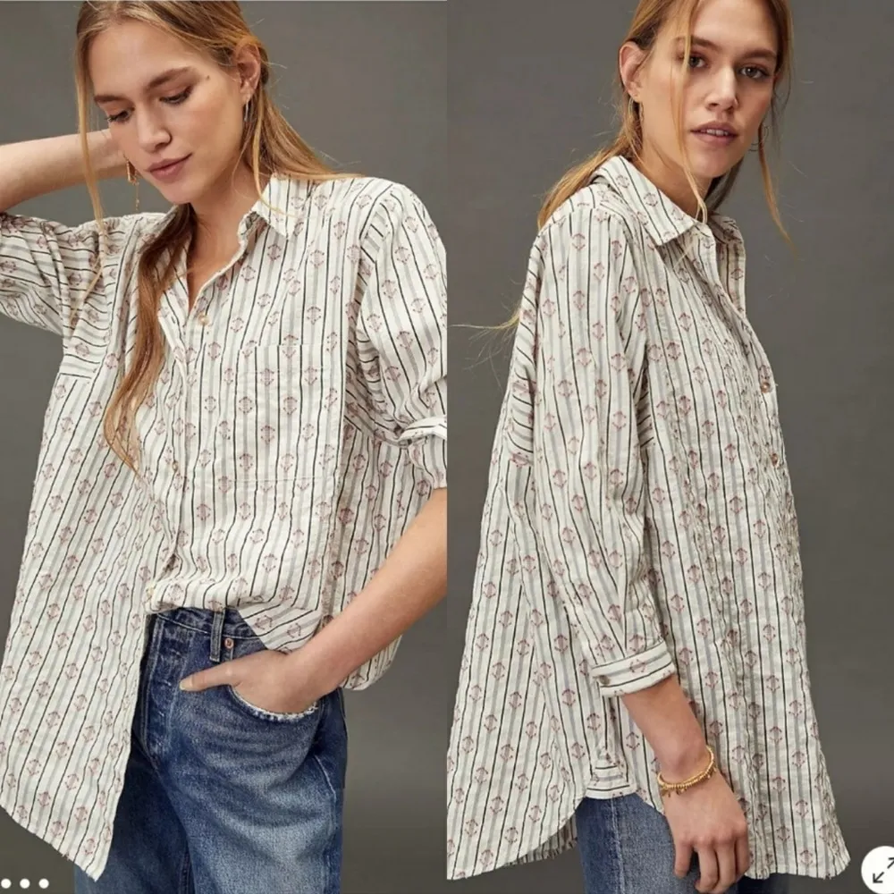 Anthropologie Pilrco Germaine Buttondown Striped Textured Size XS - Image 2