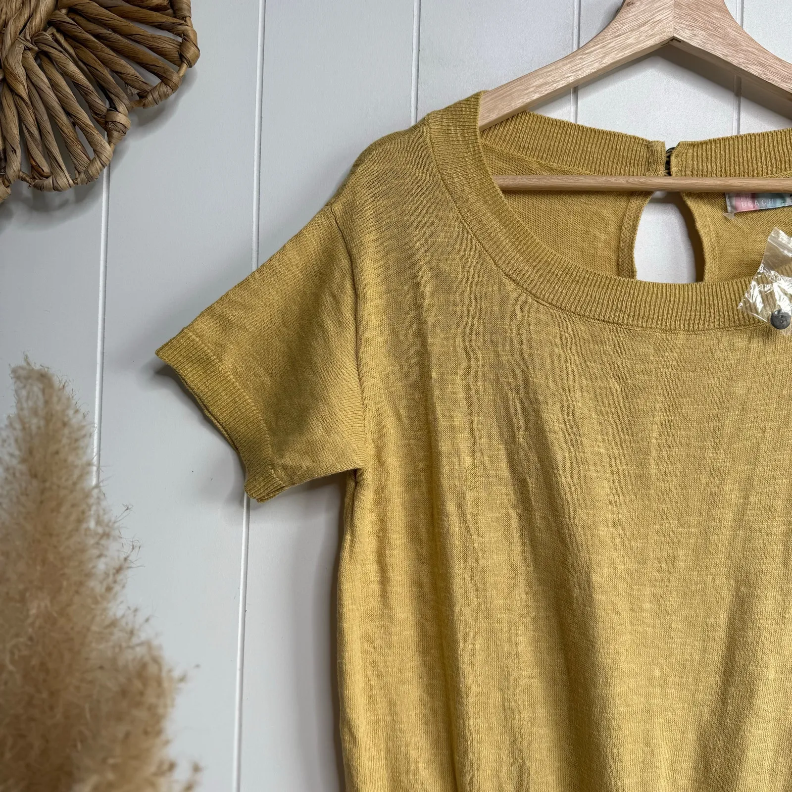 Free People romper knit cotton linen elastic waist boho summer stretchy Small - Image 2