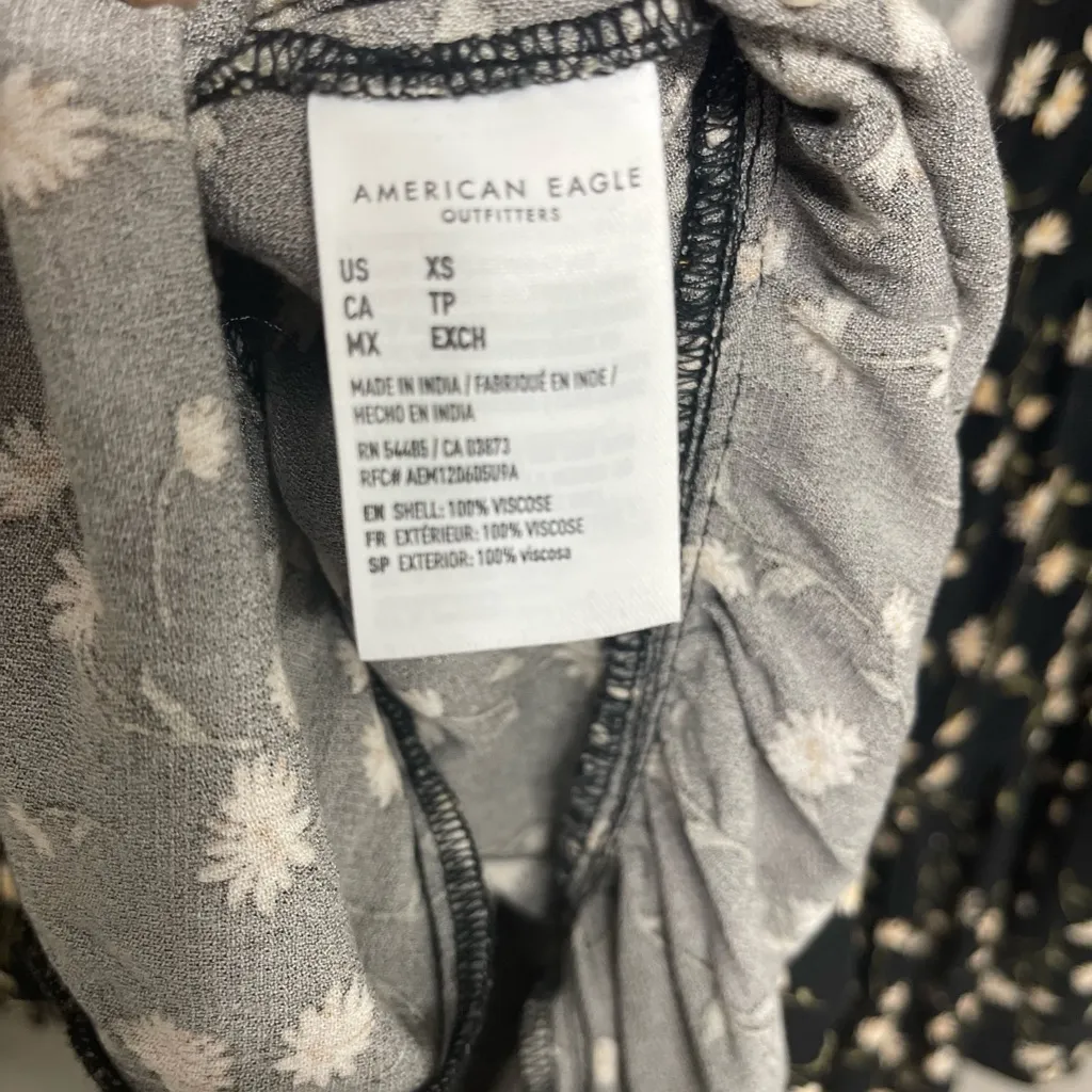 American Eagle‎ NEW Women Black Printed floral Tunic Babydoll Top Size XS - Image 6