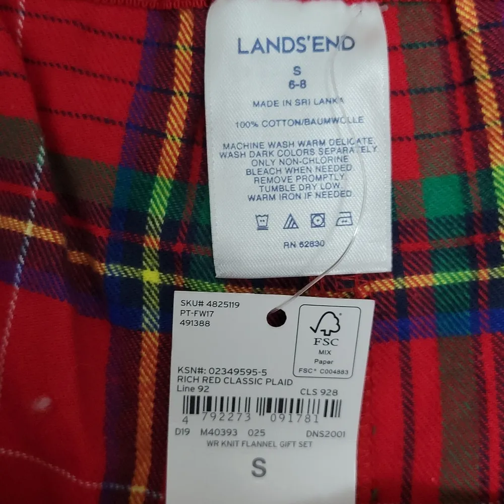 Lands End rich red tartan plaid flannel pajama bottoms size small - Image 4