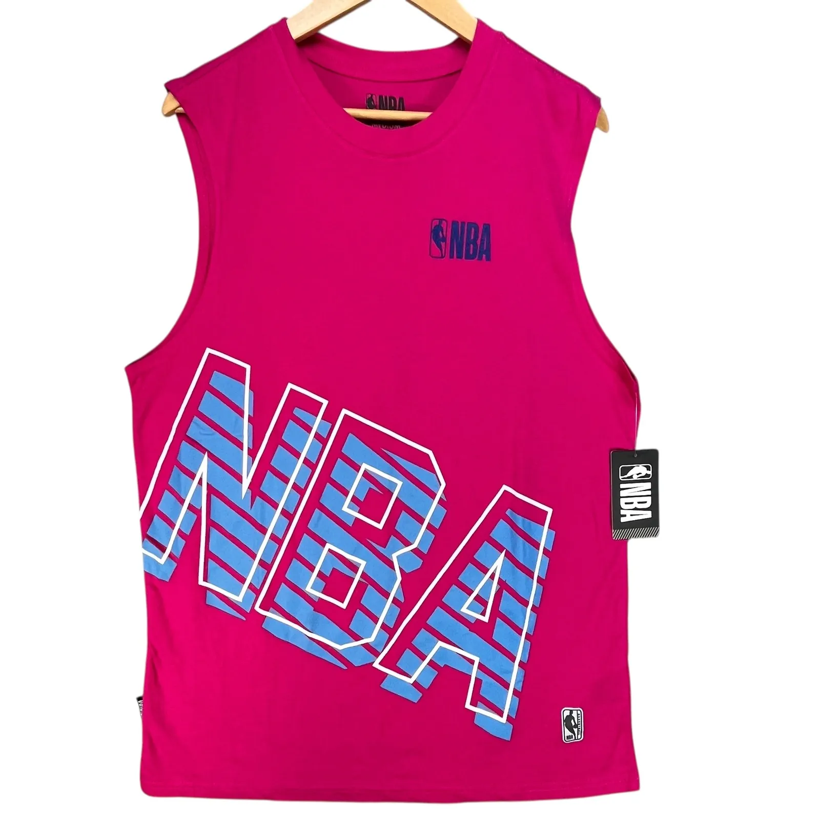 NBA Tank Top Women's Sleeveless Shirt Pink‎ Blue Graphic Basketball Medium - Image 2