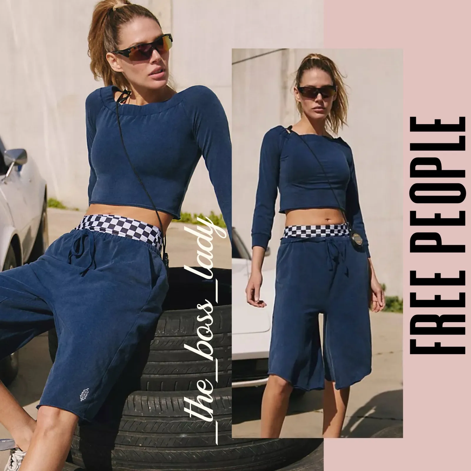 Free People set shorts and crop top co-ord matching set yoga activewear Large - Image 9