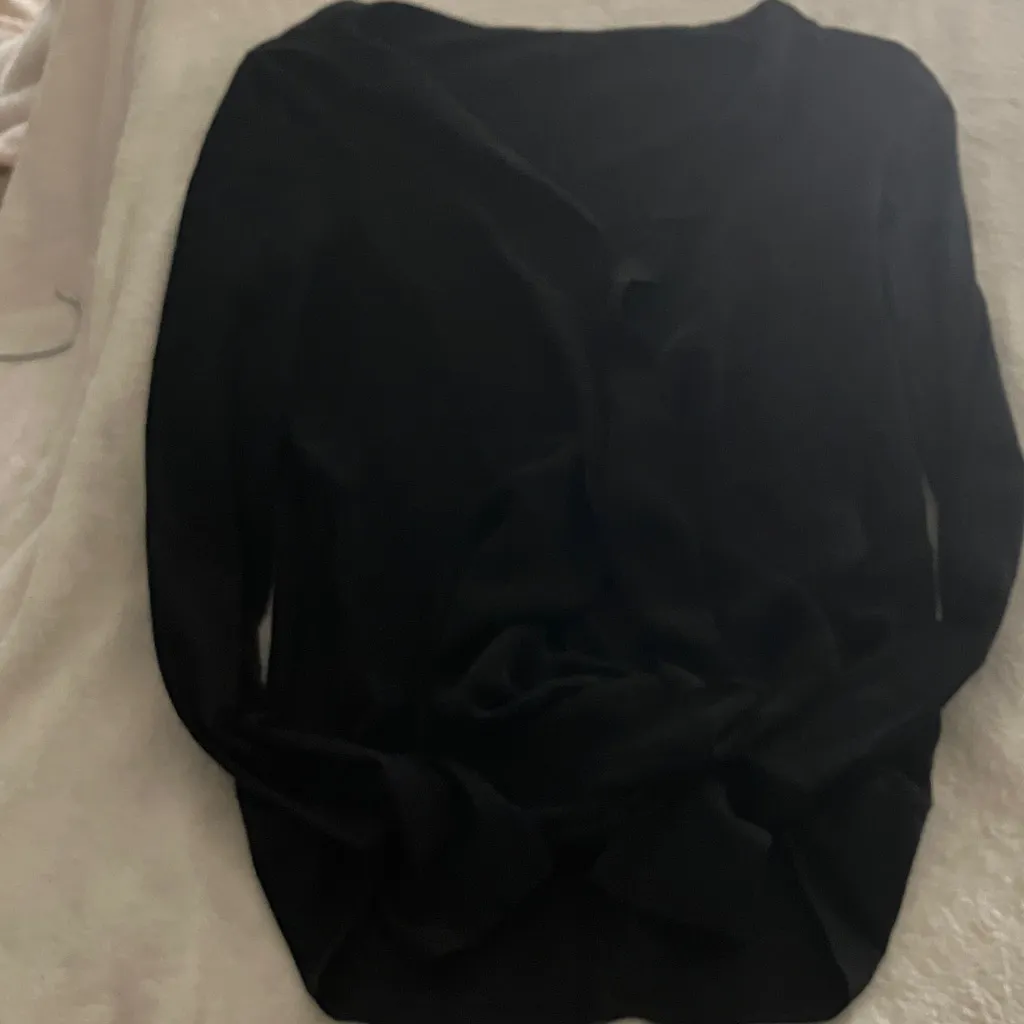 Black Long Sleeve SILK Wrap Top Size M - Image 7