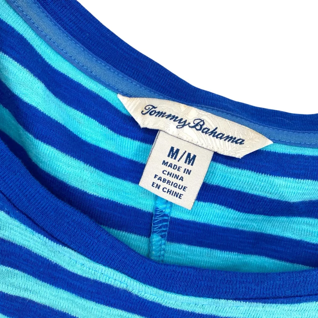 Tommy Bahama Juan the Line Blue Striped Short Sleeve T-shirt Dress - Image 3