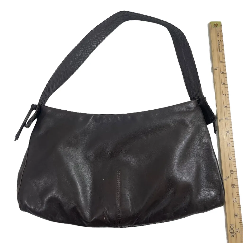 Paolo Masi Brown Leather Buttery Soft Shoulder Bag with Braided Leather Strap - Image 3