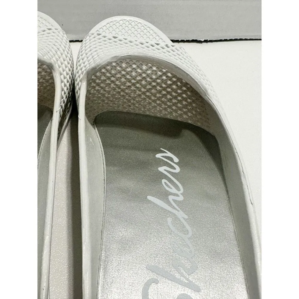 Skechers Plastic Waffle Design Open Toe Slip-On Slides Wedge‎ Sandals White Sz 7 - Image 8