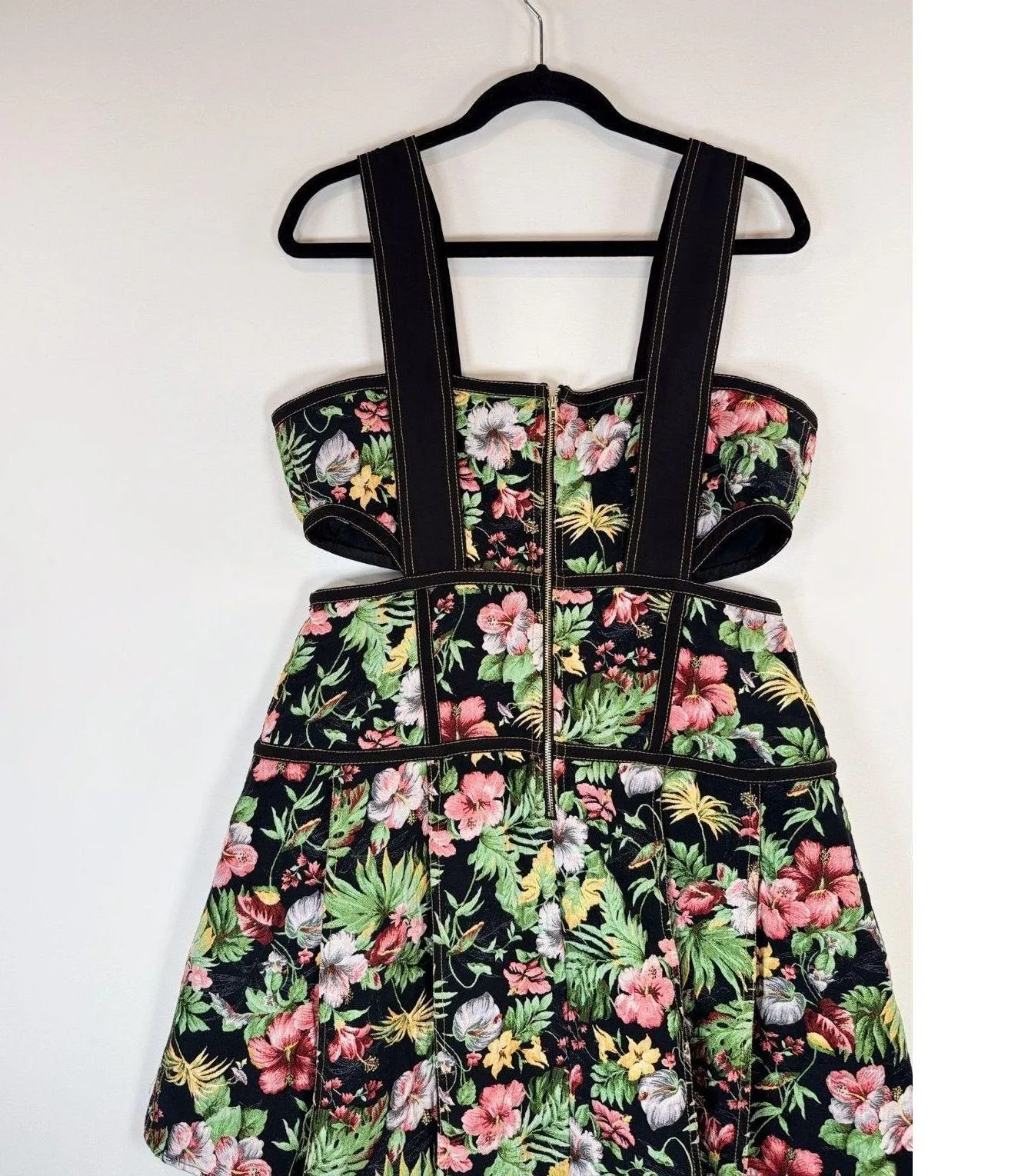 NWT Gianni Bini Dress Black Alexie Corset Mini Floral Cutout Fit Flare Large - Image 7