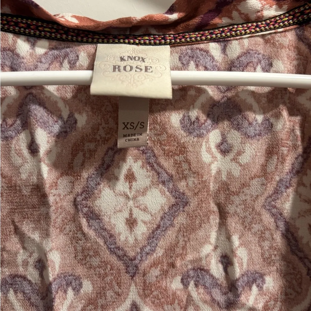 Knox Rose Women’s Kimono – Mauve Pink Diamond Print – Size XS/S - Image 3