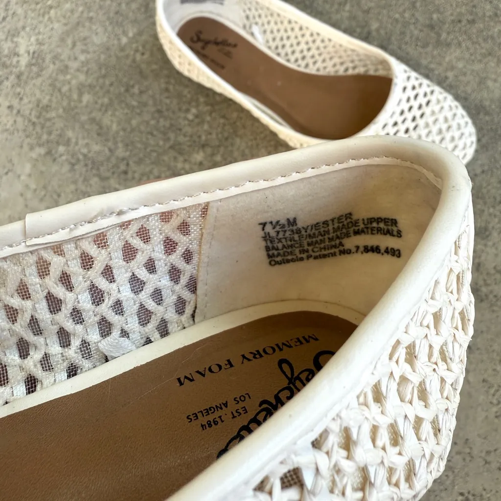 Anthropologie Seychelles Ivory White Open Weave Flats Size 7.5 Memory Foam Shoes - Image 7