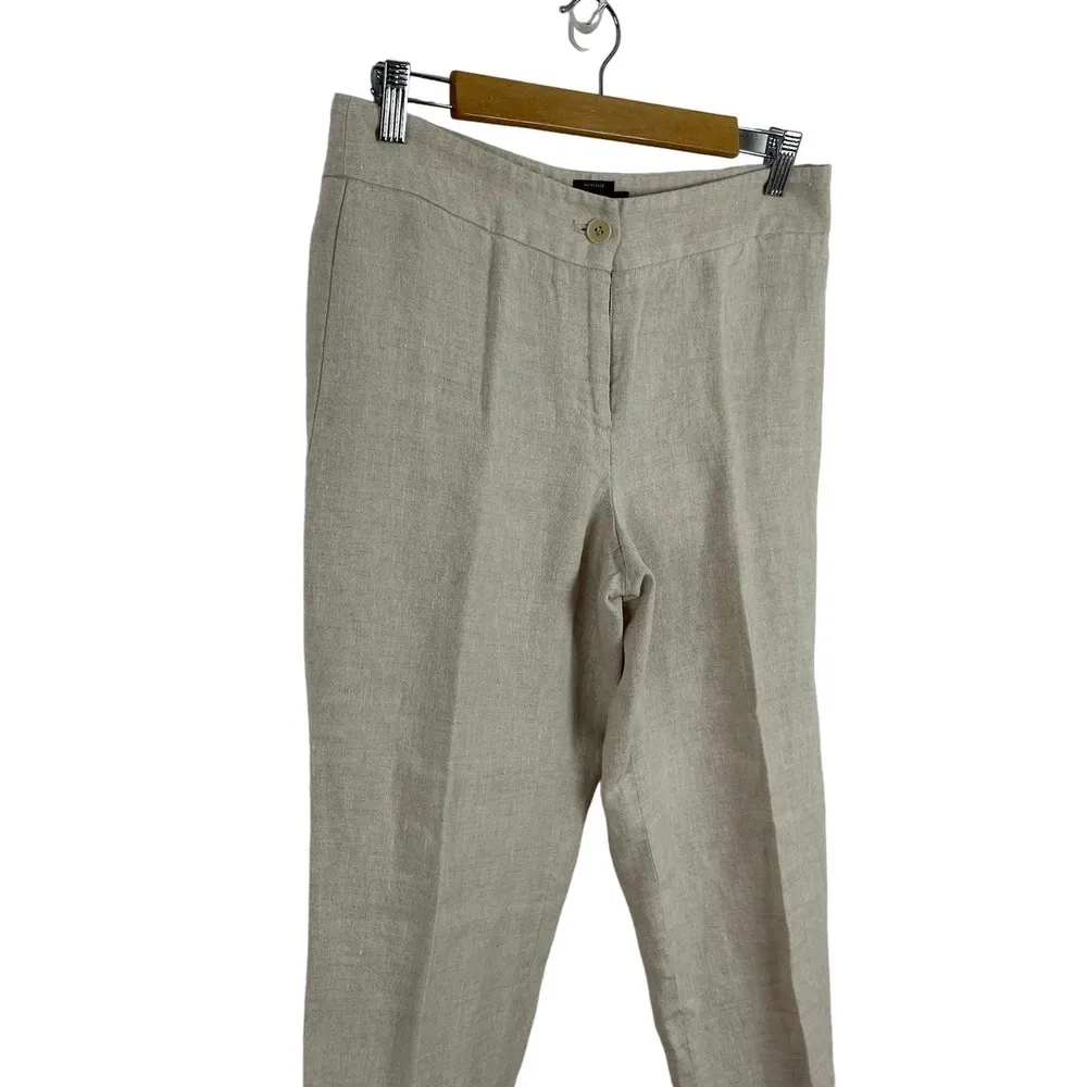 Talbots Heritage Linen Straight Leg High Waist Beige Trousers Pants SZ 6 Neutral - Image 5
