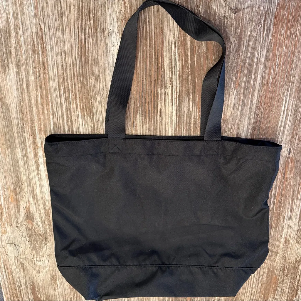 VS Pink Large Black Tote Bag with Red Plaid Logo - Image 4