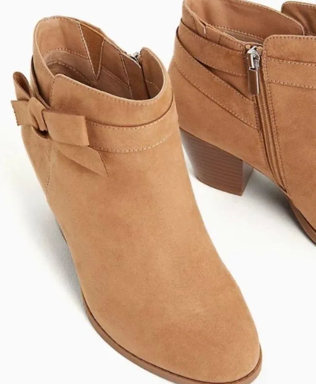Torrid BEIGE FAUX SUEDE SIDE BOW BOOTIE - Image 3