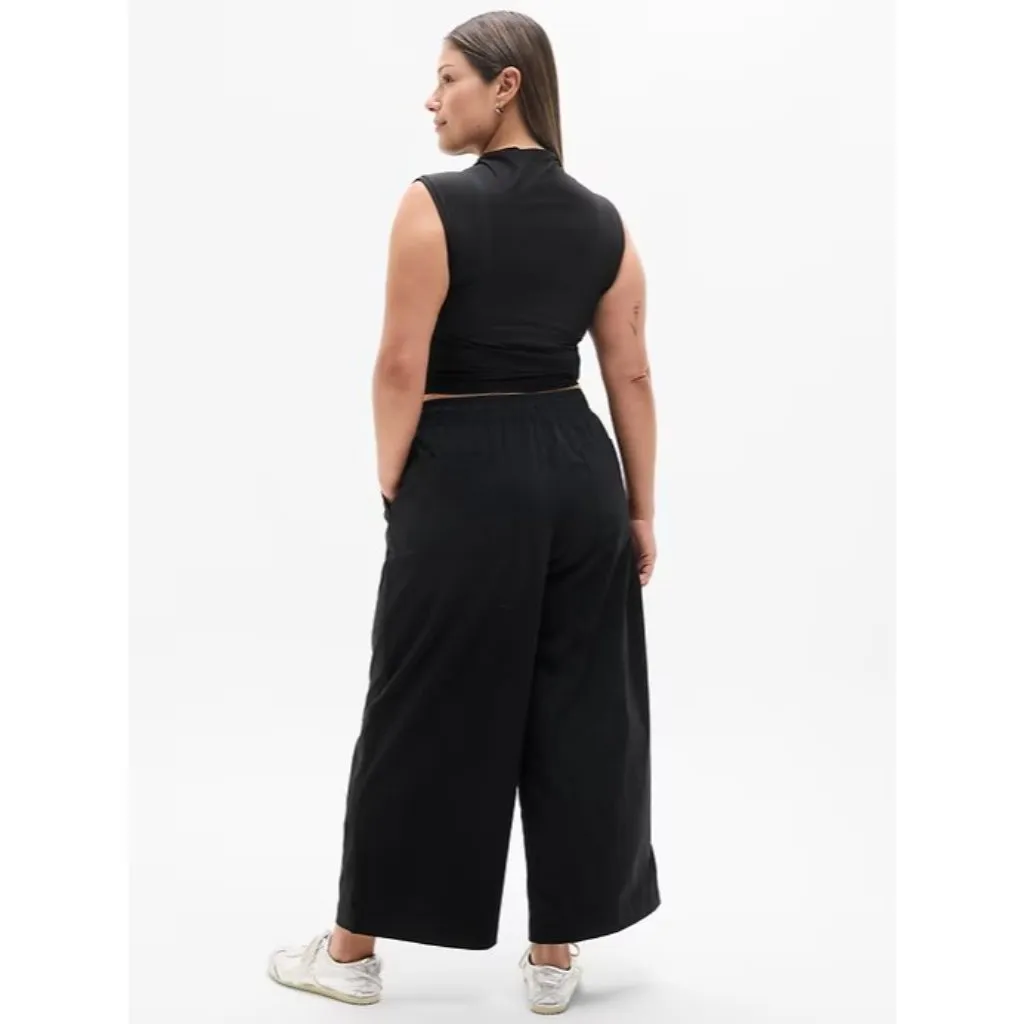 Athleta SP Midday Mid Rise Crop Poplin Wide Leg Pant Black Small Petite - Image 7