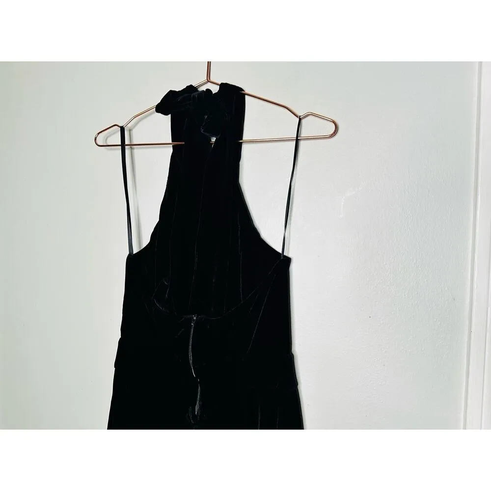 MISA Xander Black Satin Halter Sleeveless Wide Leg One Piece Jumpsuit Size XL - Image 7