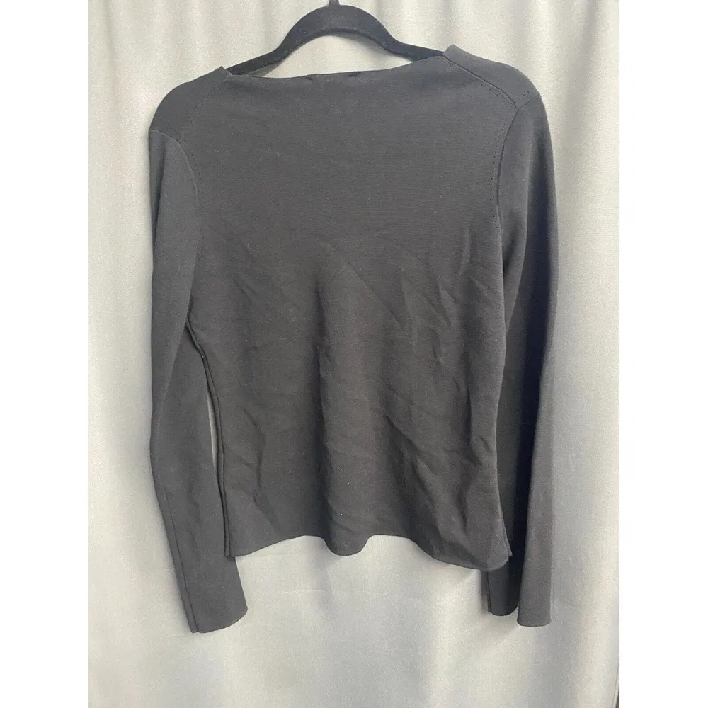 Rebecca Taylor Blouse Women's Small Black Crochet Floral Cotton Embroidered B71 - Image 7