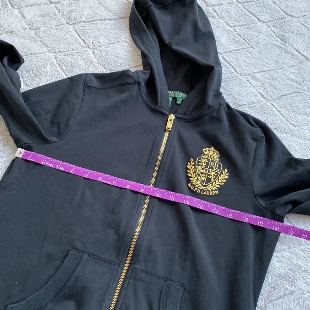 Lauren Active Ralph Lauren Gold Crest Black Full Zip Hoodie - Image 8