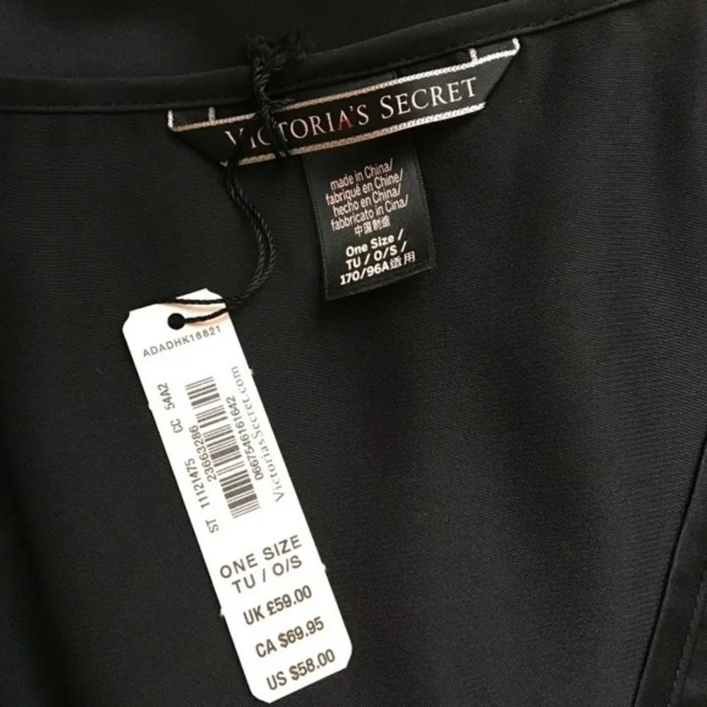 ✨ Victoria's Secret Black Satin Kimono Very Wrap One Size Ruffle Robe ✨ - Image 7