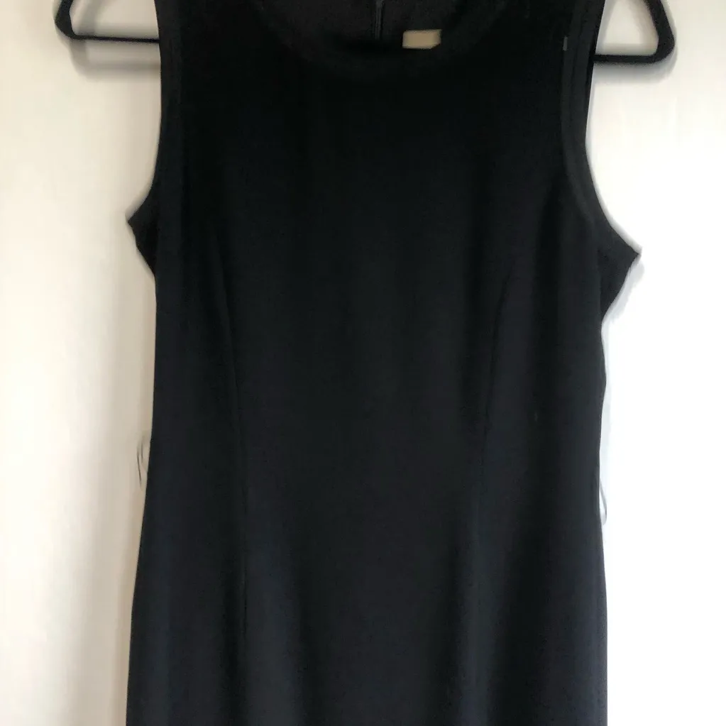 St Emile Elegant Black Sleeveless sheath Dress size 6 wool midi classic timeless - Image 2