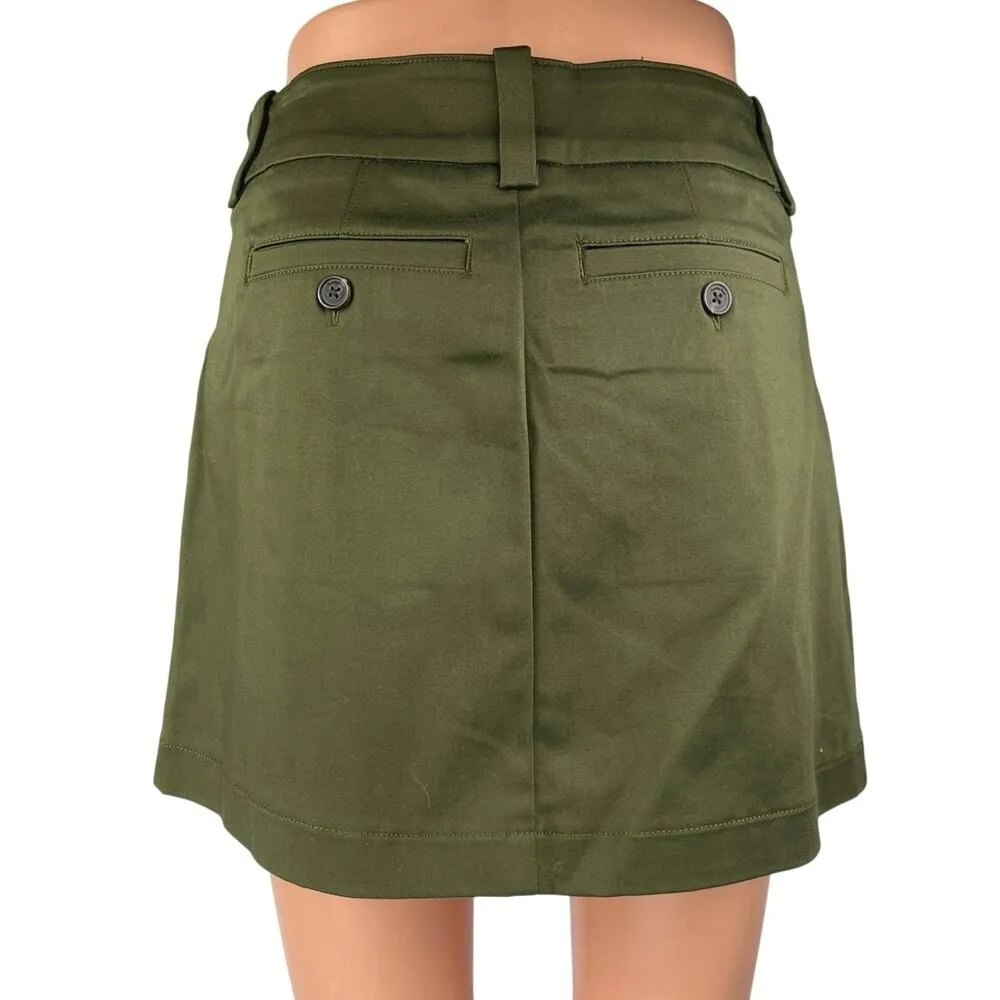 Aritzia Sunday Best Women's Green Khaki Pleated Zipper Mini A-Line Skirt Size 4 - Image 3