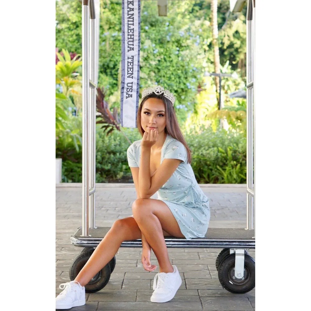 Ditsy Floral Faux Wrap Front Eye Hook Side Tie Spring Summer Dress S - Image 2