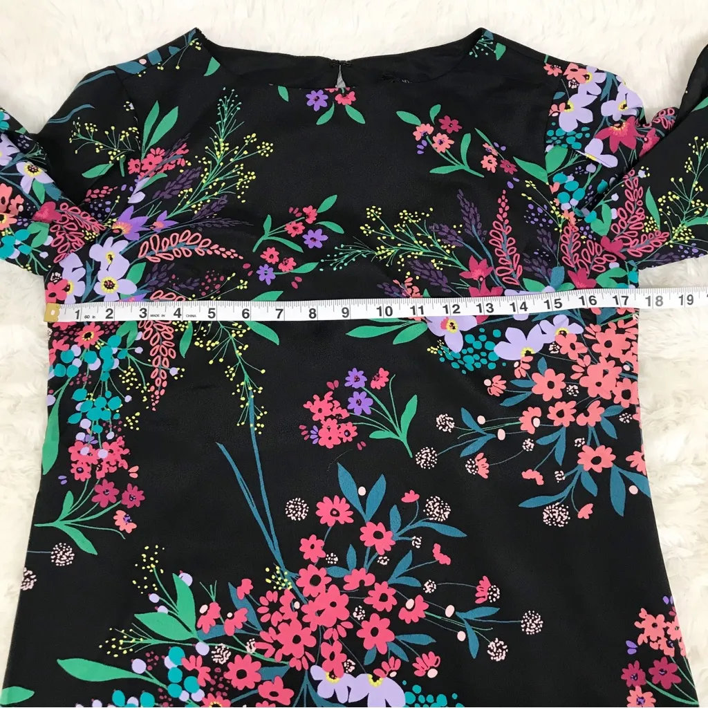 TRINA TURK Black Floral Print Shift Dress Tulip Sleeve Size XS‎ New - Image 12