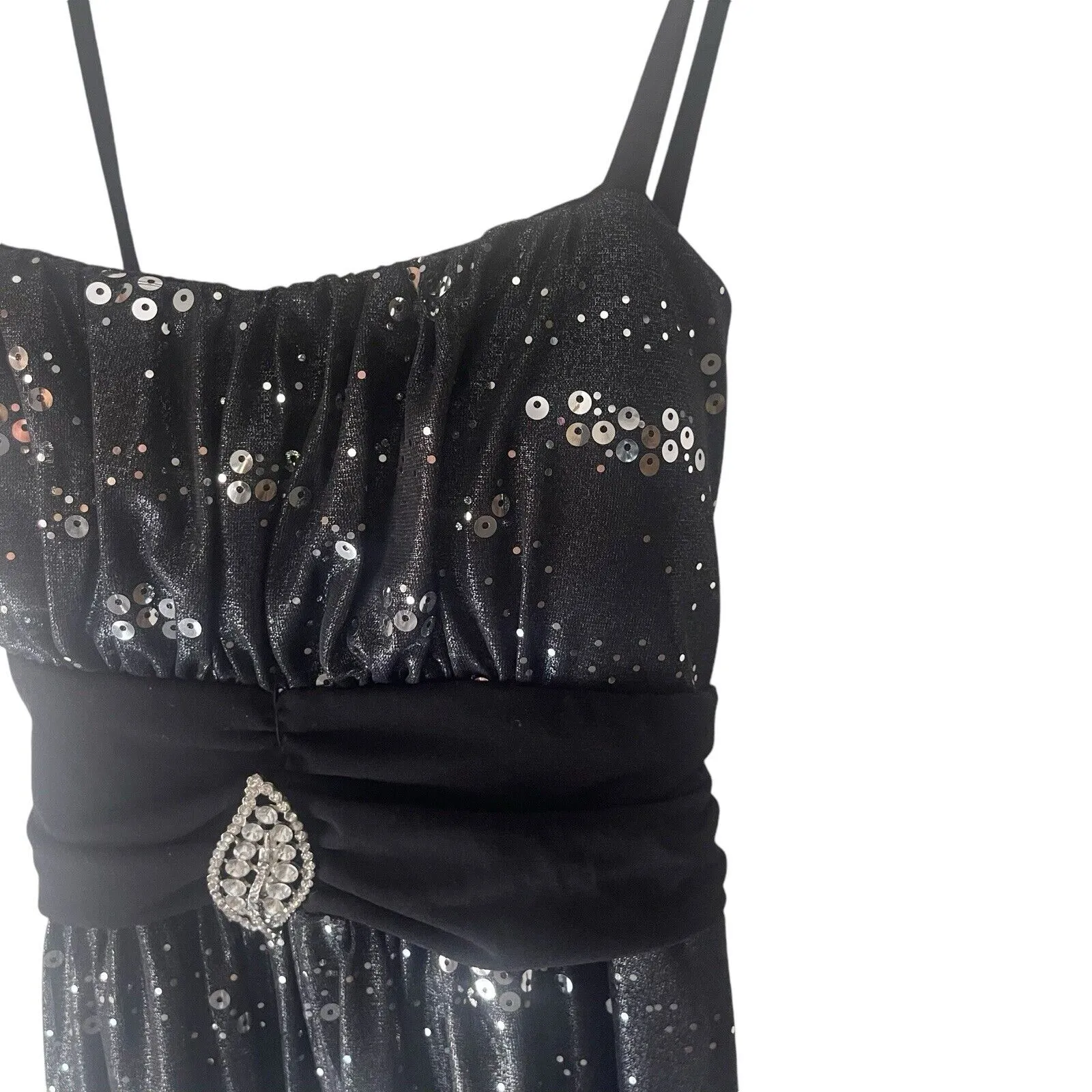 Rockin‎ Town Y2k 2000s Size Small Sequin Whymsical Feather Mini Going Out Dress Green - Image 4