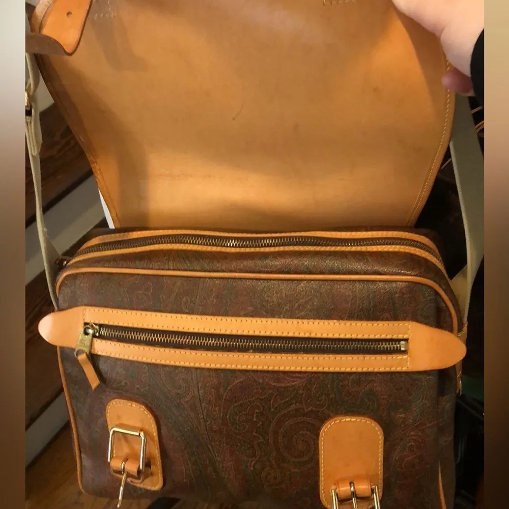 ETRO Red Paisley Tote Messenger Computer Bag Crossbody Bag Rare - Image 3