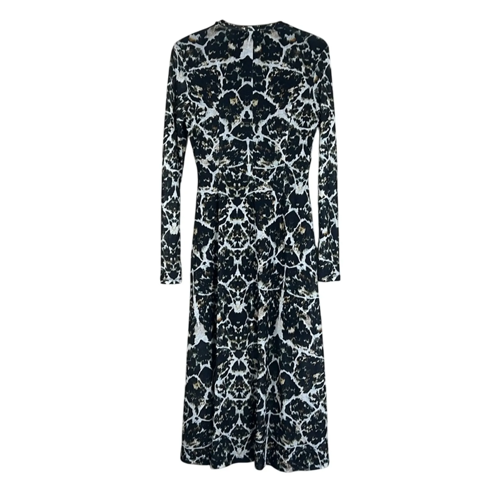 Topshop Midi Dress Womens 12 Black Tortoiseshell Long Sleeve Mesh Y2K Artsy Edgy - Image 6