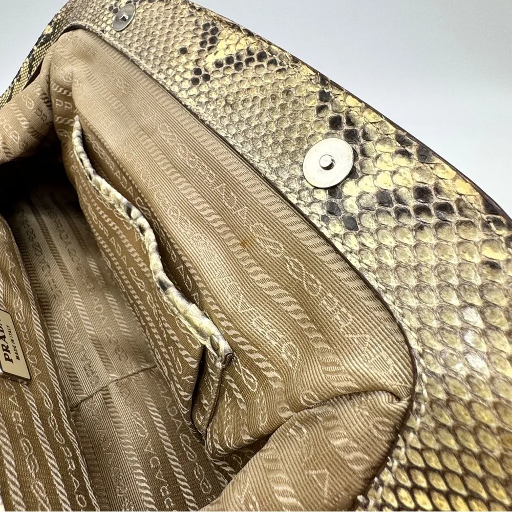 Prada Limited Edition Logo Jaquard Python Corda Roccia BR3509 Frame Handbag - Image 12