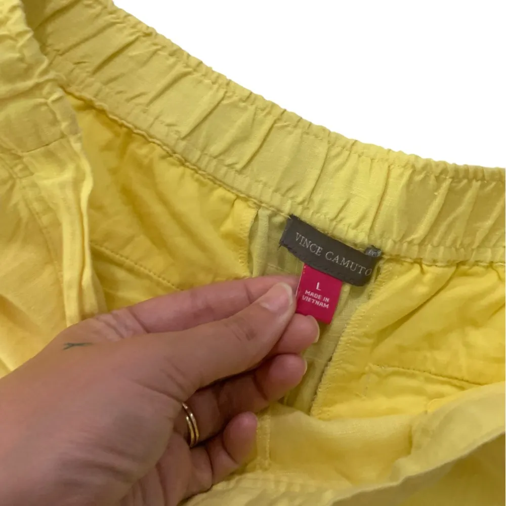 Vince Camuto yellow linen drawstring pants size L - Image 4