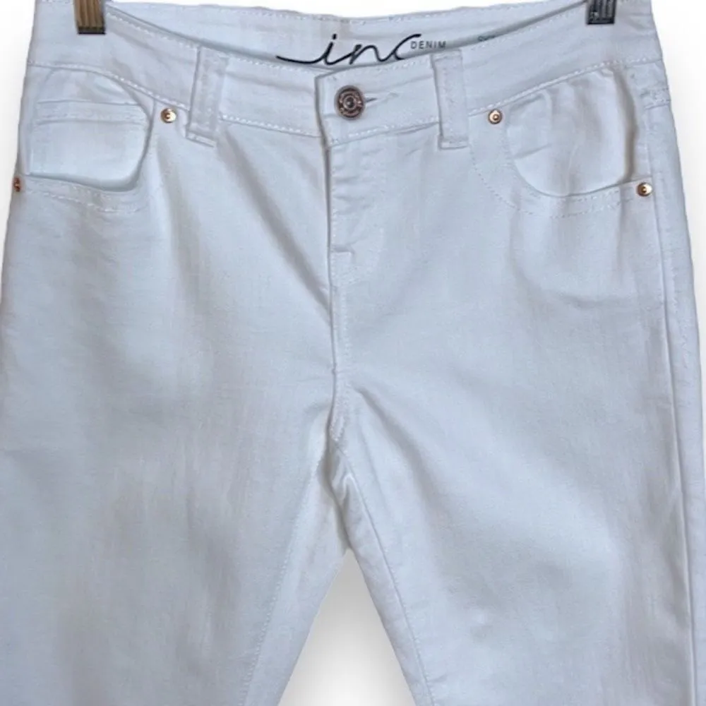 INC Denim Skinny Leg Regular Fit Crop, Women’s Size 4/27, White Jeans, Low Rise - Image 2