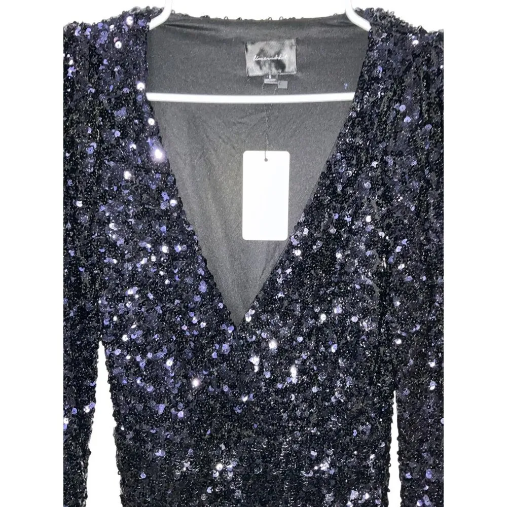Line & Dot Midnight Mini Dress in Dark Navy Small New Womens Sequin Cocktail - Image 6