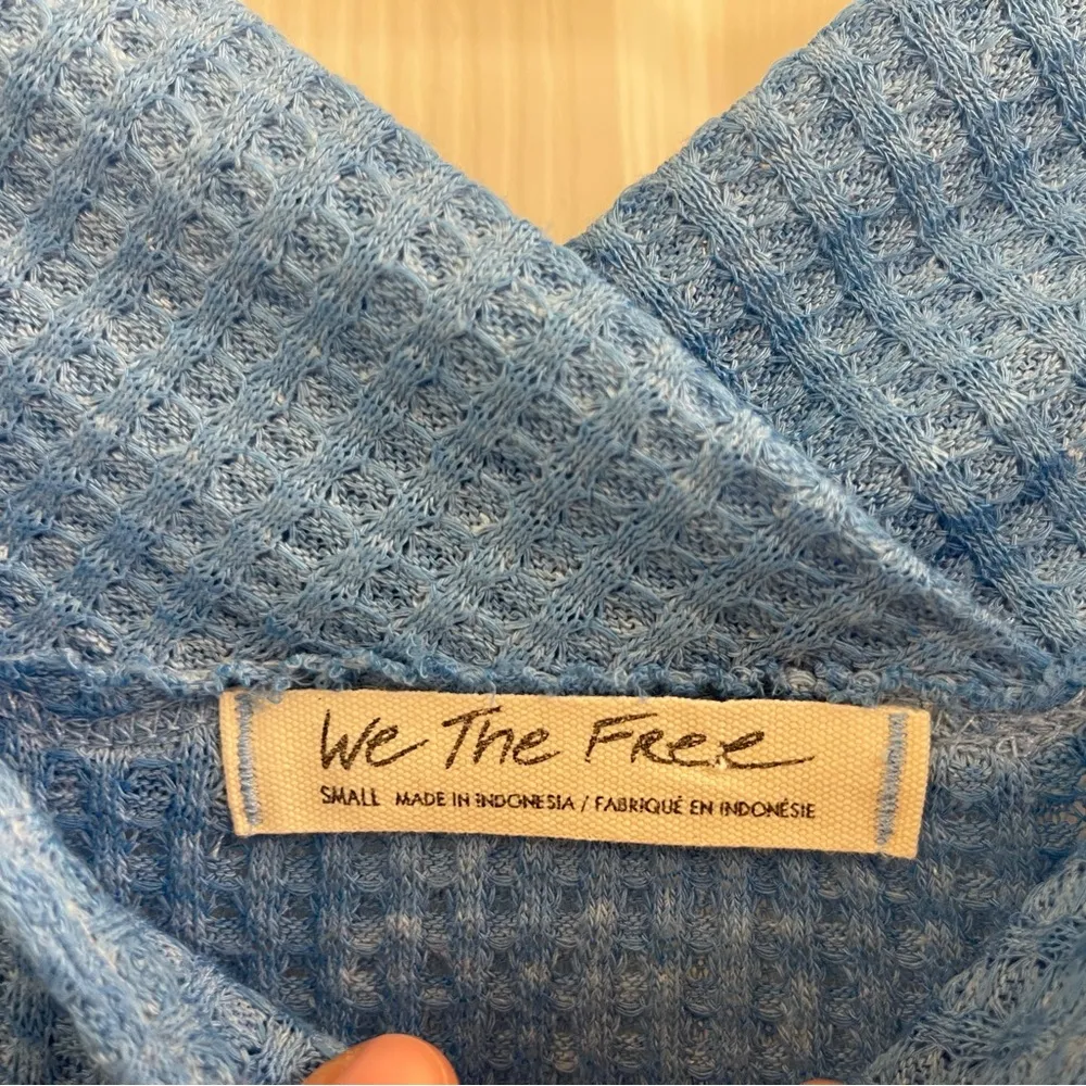 Women’s Free People Westend Waffle Knit Top Blue Skies Size Small S - Image 6