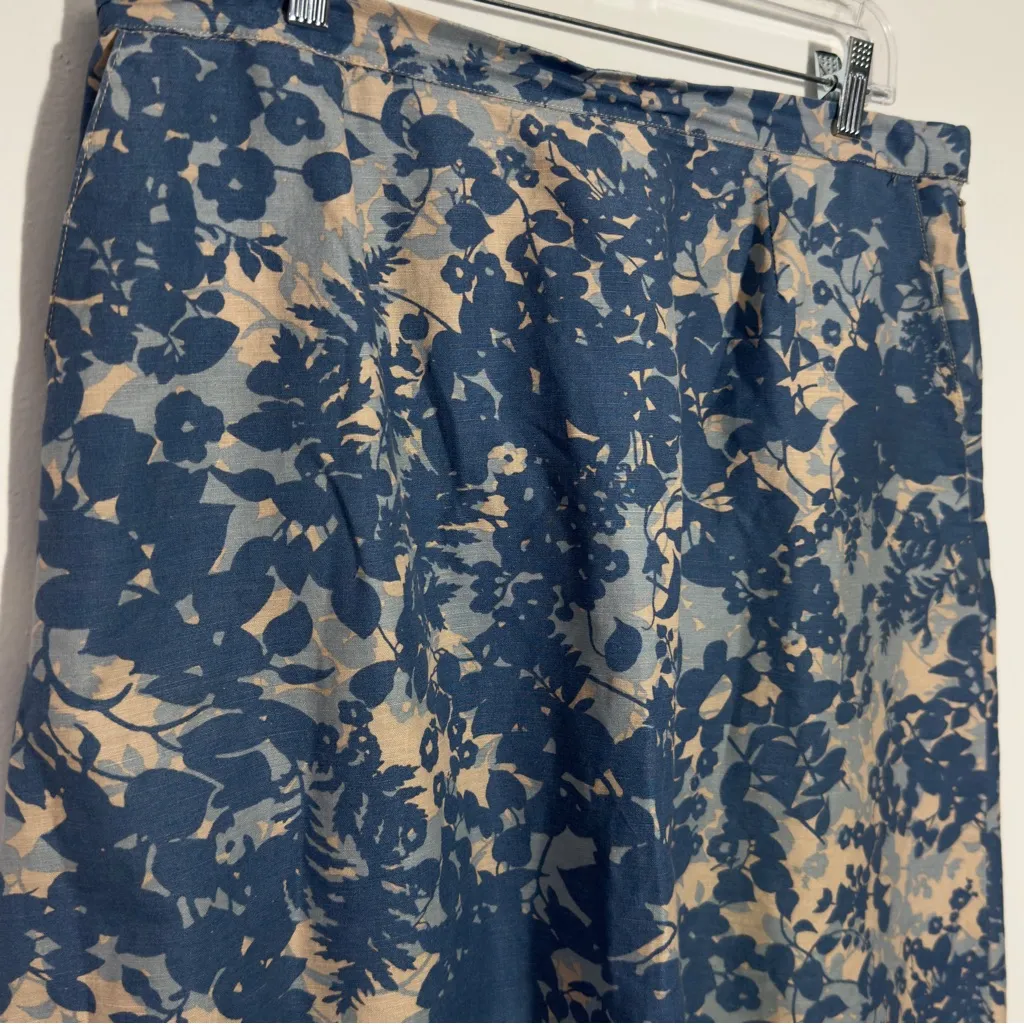 L.L. Bean Regular Fit Linen Cotton Blend‎ Skirt Size Large Blue - Image 2