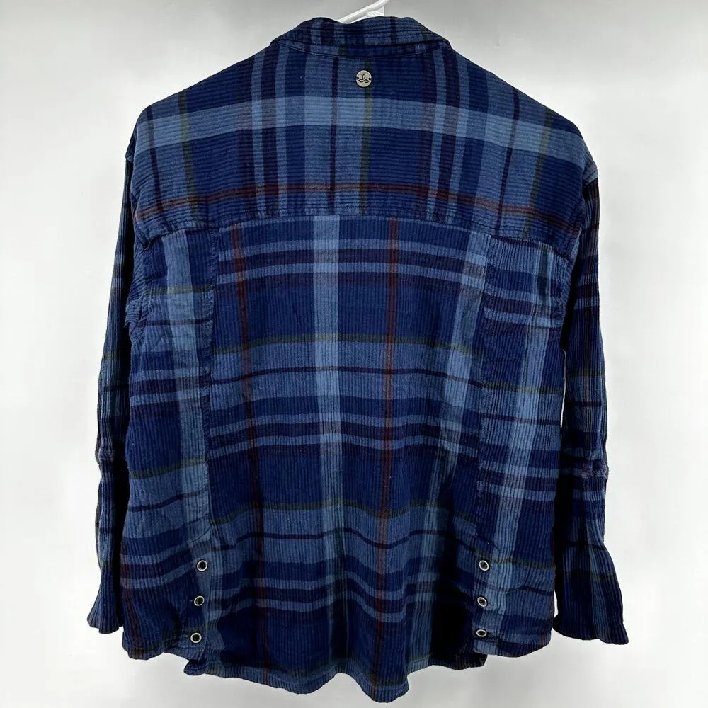 Prana Fillary Plaid Button Down Shirt Flannel Chest Pocket Gauze Nautical Small - Image 5