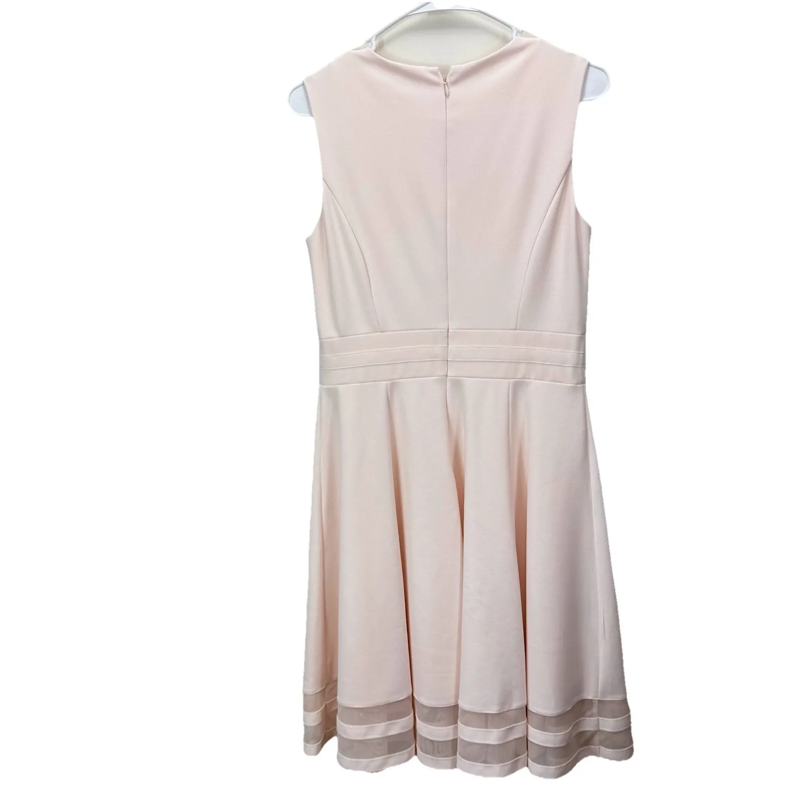 Calvin Klein‎ Blush Pink Mesh Illusion Hem Fit Flare Stretch Sleeveless Dress 8 - Image 7