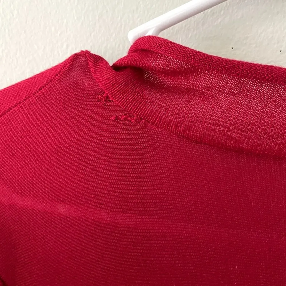 Eileen Fisher lightweight red cardigan knit classic comfortable style large - Image 7