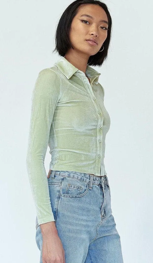 Elody Long Sleeve Top in Velvet Green - Image 3