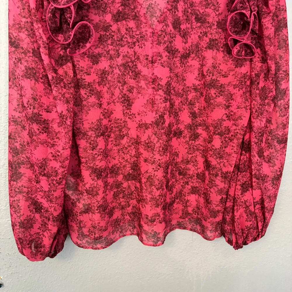 Keepsake the Label Ditsy Floral Pink Sheer Ruffle Sleeve Blouse XXS‎ Preppy Boho - Image 10