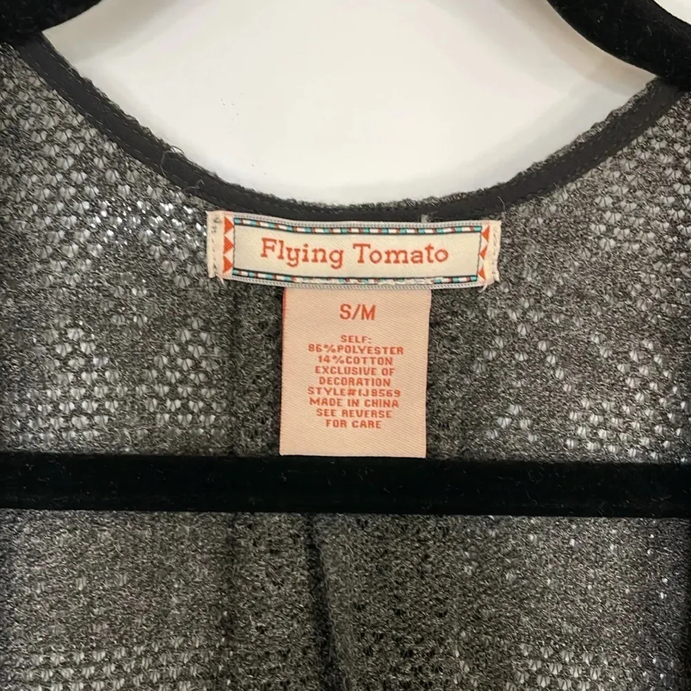 Flying Tomato  Kimono Gray Crochet Duster Boho
Size Small - Image 2